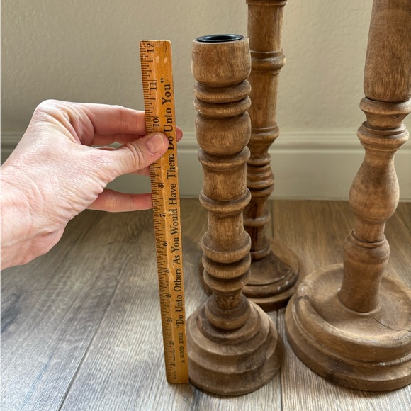 Magnolia Home Rustic Wooden Candle Holders Set of 3 French Farmhouse Modern - Picture 12 of 16